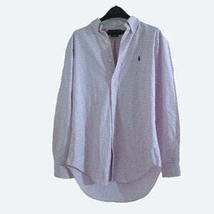 Ralph Lauren Classic Fit Poplin Shirt Pink Check Neck 15 size 32 33